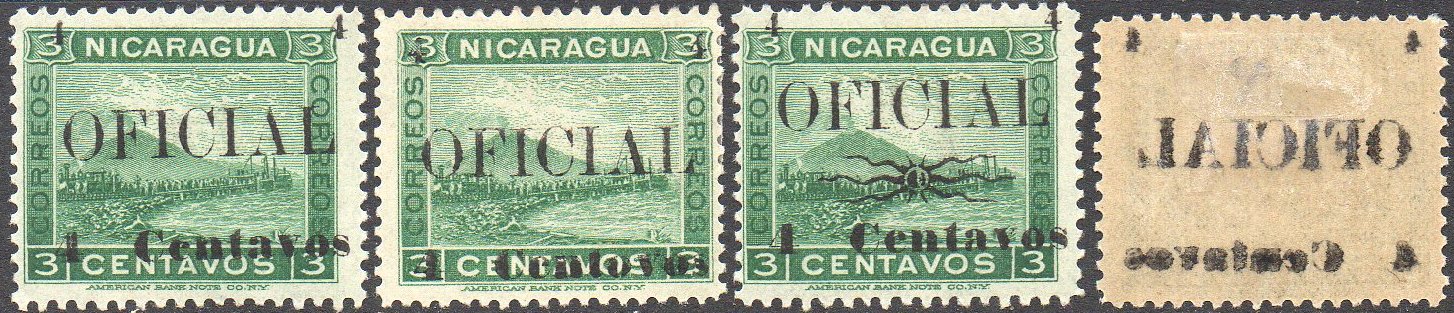 timbres-poste sellos postales stamps Nicaragua Momotombo Volcano & Train Official 1903  surcharges